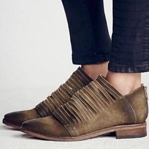 Free People Women Lost valley Ankle Sliced Leather Boots boho shoes sz 38/7.5-8